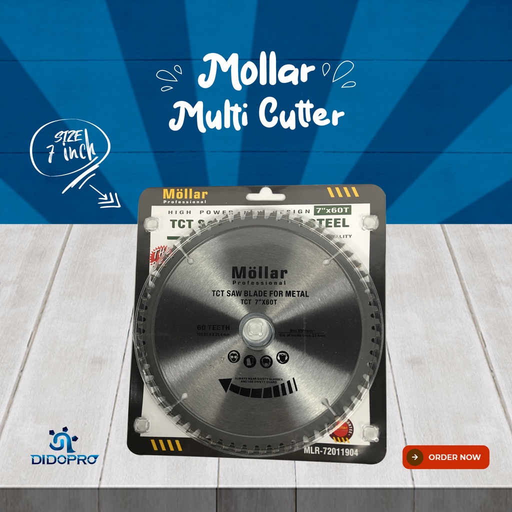 Mollar Mata Potong Besi 7 inch x 60 T TCT - Circular Saw Blade Metal Gergaji