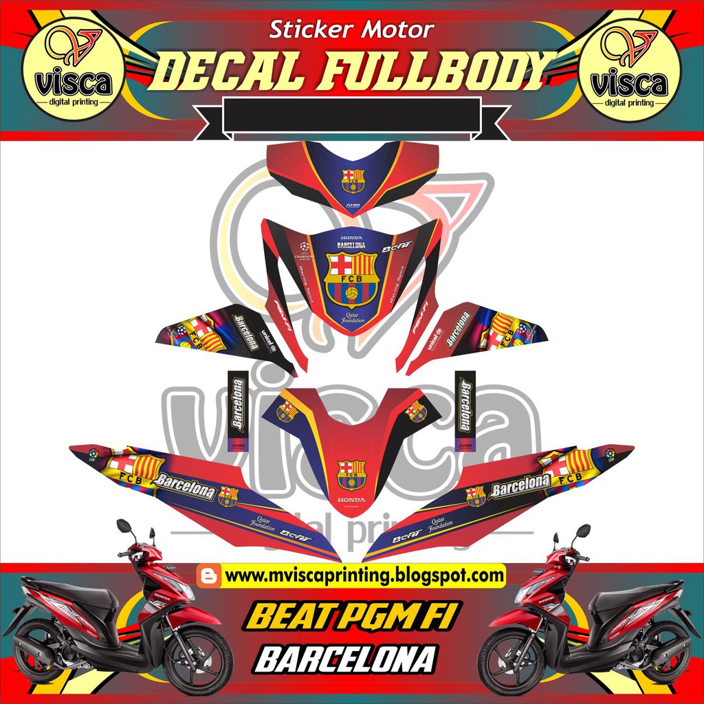 Striping Motor Decal Stiker Variasi Motor Honda Beat Pgm Fi Barcelona Shopee Indonesia