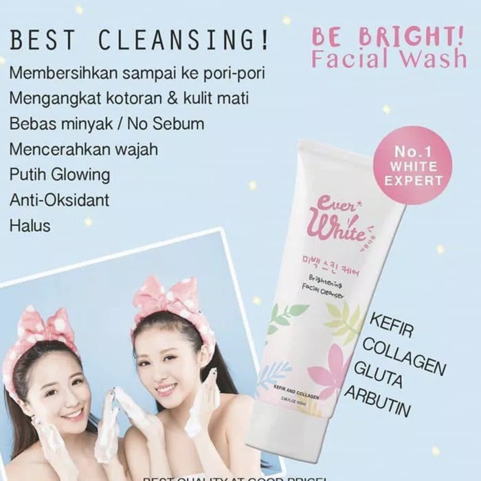 [COD] EVERWHITE FACIAL WASH EVER WHITE SABUN WAJAH AMPUH MENCERAHKAN DAN MEMUTIHKAN BPOM 100% Original 100GRAM