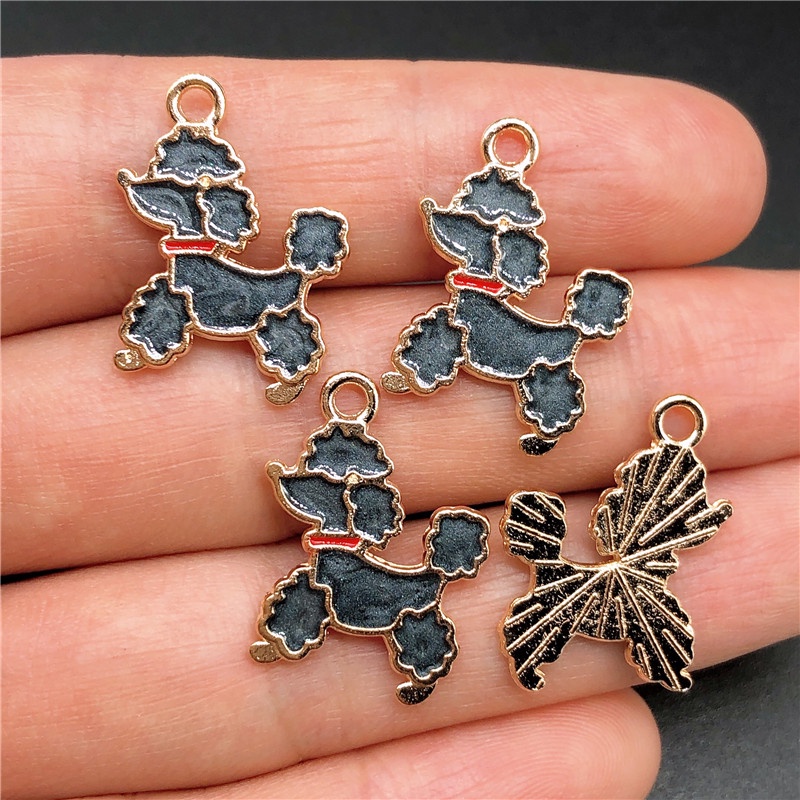 4pcs Liontin Enamel Bentuk Anjing Bahan Alloy Untuk Membuat Perhiasan Charms