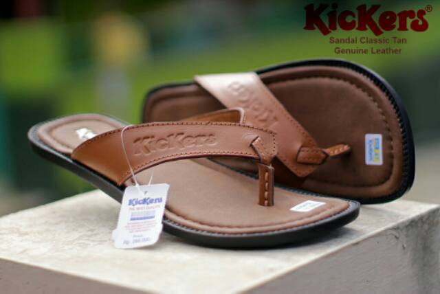 SANDAL KULIT PRIA KICKERS BLACK BROWN TAN KULIT SAPI ASLI