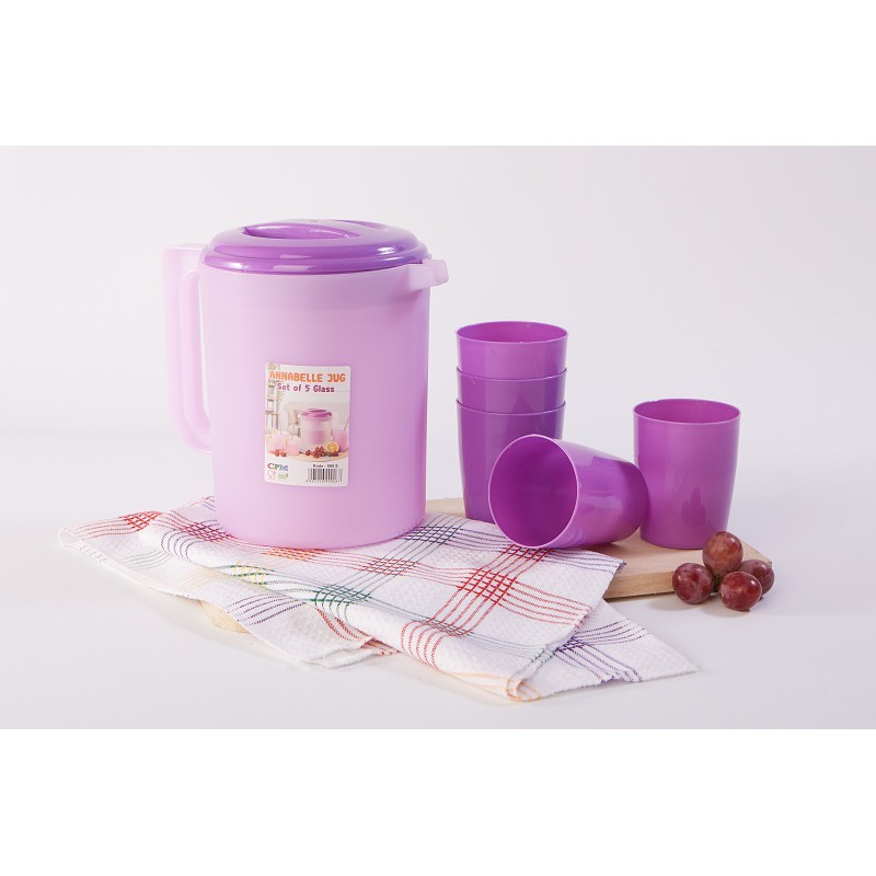 CPM Annabelle Jug Infused Set Plus 5 Glass Ungu