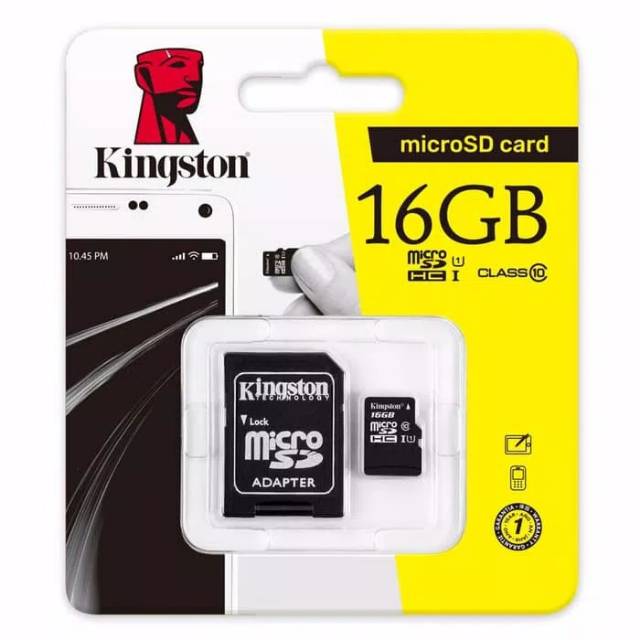 Kingston 16GB MicroSD Card Class 10 Micro SD 80MBps Adapter Garansi