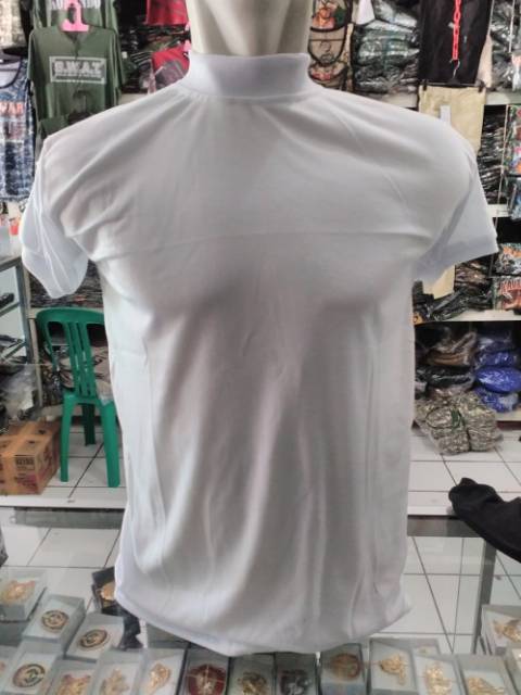 Kaos Dalam Hitam Putih Abu Biru Kerah Leher Tinggi Polos Lengan Pendek
