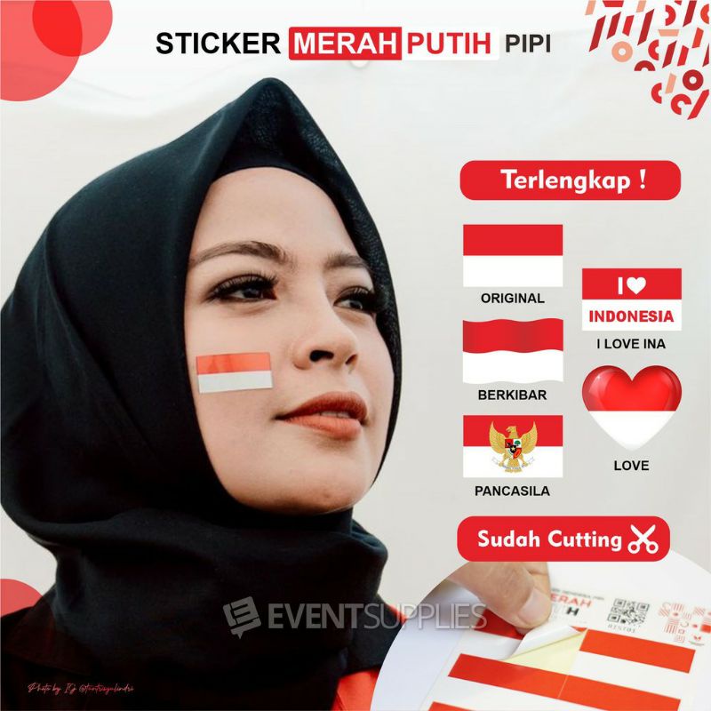 

(20Biji ) Ready Stiker Pipi Bendera merah Putih