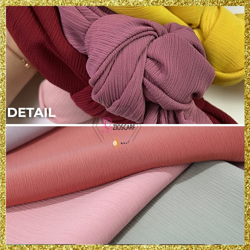 PASHMINA CREPE PREMIUM PASHMINA AYANA HIJAB CRINKLE CREPE CHIFFON PLISKET PRISKET CORNSKIN A58