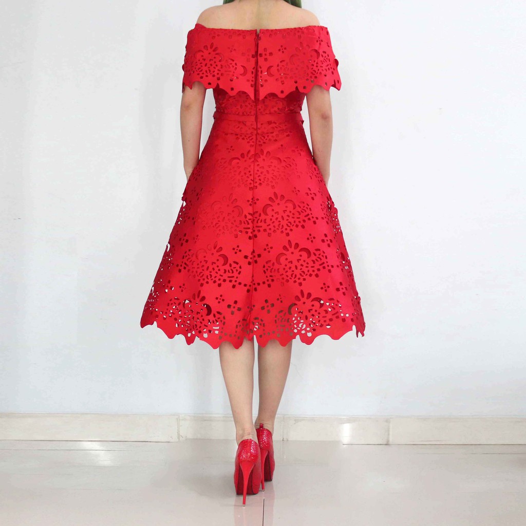 Ykdress 0956 A line dress import baju gaun pesta kondangan hijau gold merah biru M L XL big size