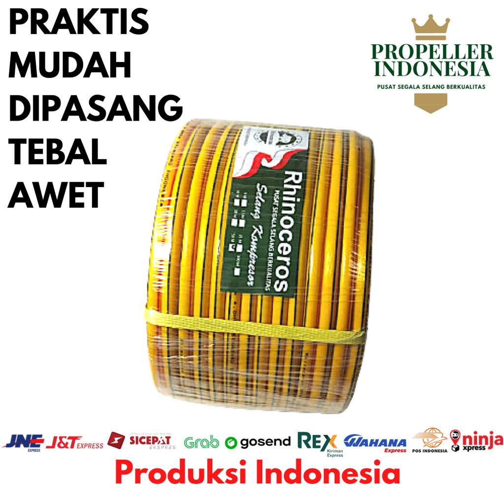 Selang Kompresor Kuning RHINOCEROS 100M Tanpa Kepala Selang Kompresor Air Selang Kompresor Angin