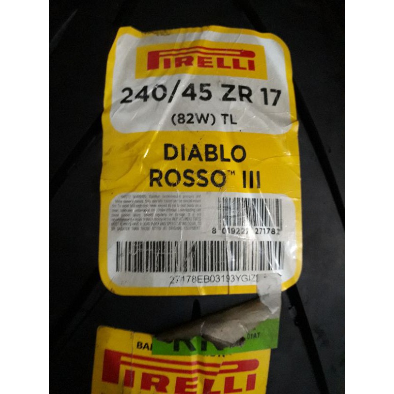 BAN PIRELLI DIABLO ROSSO 3 size 240/45 ZR 17