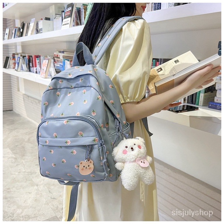 [✅BISA COD]  #Sisjuly# BM Ransel BM Ransel Tas Ransel Wanita Kecil Bunga Gaya Kampus Wanita Kecil Segar Tas Travel Mahasiswa Versi Ko