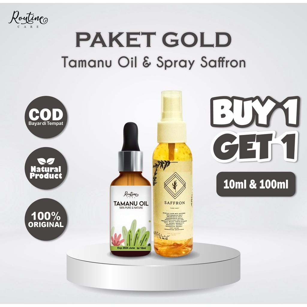 BUY 1 GET 1 TAMANU OIL 10ml & SPRAY SAFFRON PURE 100% ORIGINAL| GLOWING| SERUM WAJAH| BY ROUTINECARE