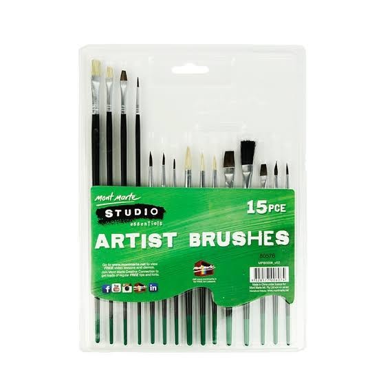 

Mont marte studio essential paint brush set isi 15pcs