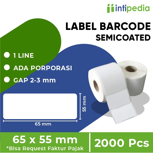 

LABEL BARCODE SEMICOATED 65 MM x 55 MM ISI 2000 PCS MURAH