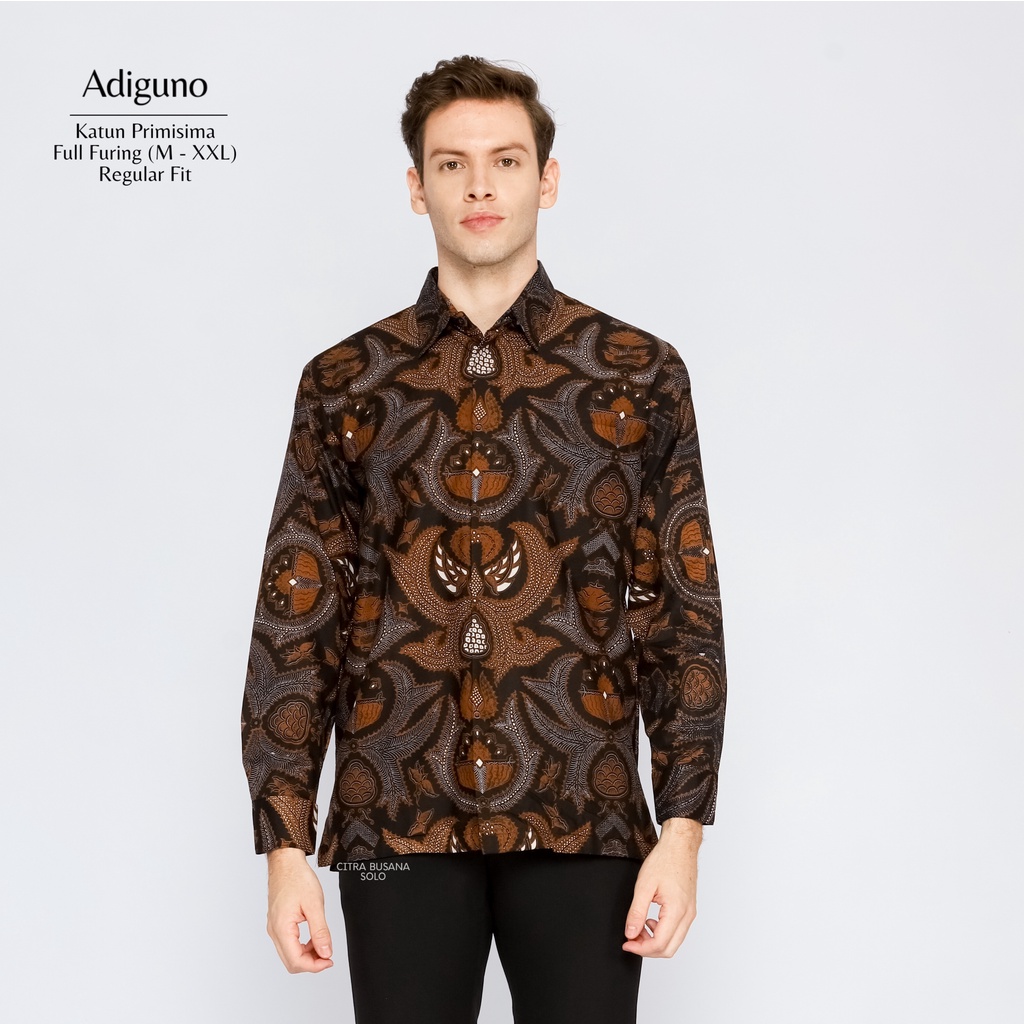 ADIGUNO Kemeja Batik Pria Full Furing Bahan Katun Primisima