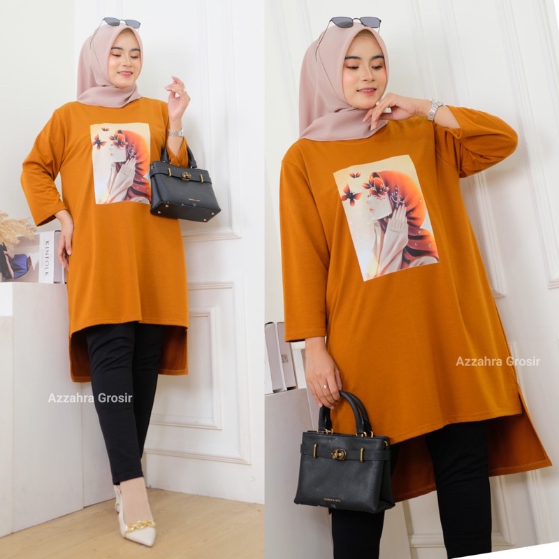 ButterFly Tunik - Tunik Jumbo Babyterry Spandex Print DTS LD110 Tangan 7/8 / 366-6932