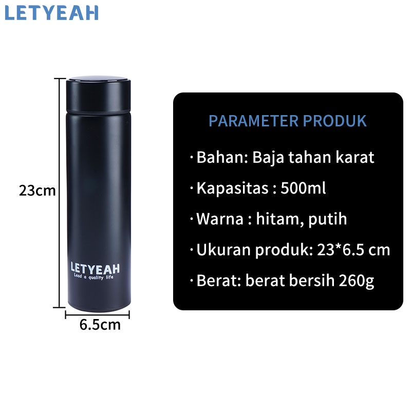 letyeah Thermos air panas stainless 500ML /Thermos display suhu