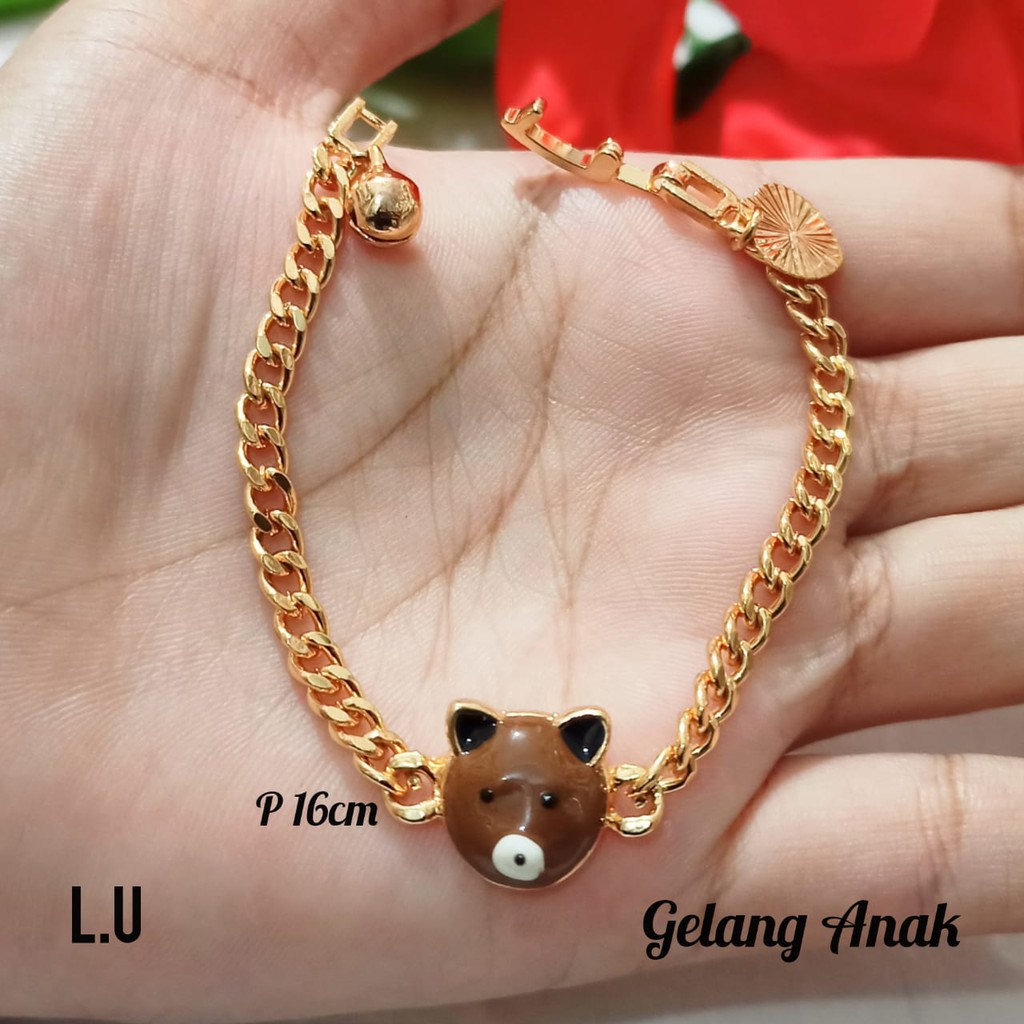 Gelang Anak TITANIUM Rantai Karakter Berbagai motif perhiasan Anak Gold dan Silver limited edition (COD)