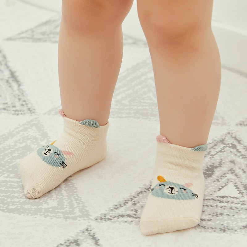 HIPPO LAND kaos kaki bayi lucu kaus kaki anak anti slip/Kaus kaki perahu 6PC 120-125