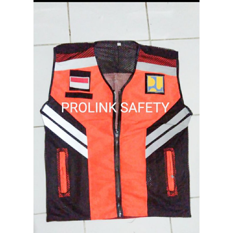 ROMPI SAFETY ORANYE FREE LOGO PU DAN BENDERA BAHAN TASLAN SAMPING JALA