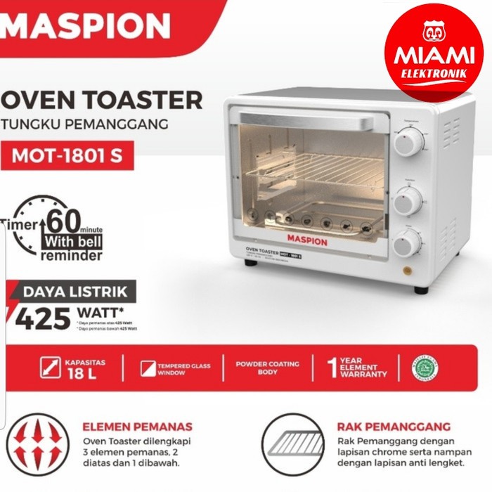 Oven Maspion MOT1801S / Oven Toaster Maspion MOT-1801S / Tungku Pemanggang 18LITER