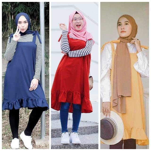 Tesha Overall / Overall Tunik / Overall Terbaru / Termurah / Kekinian / Tunik /NO INNER