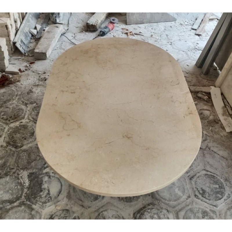 Daun Meja Marmer Oval