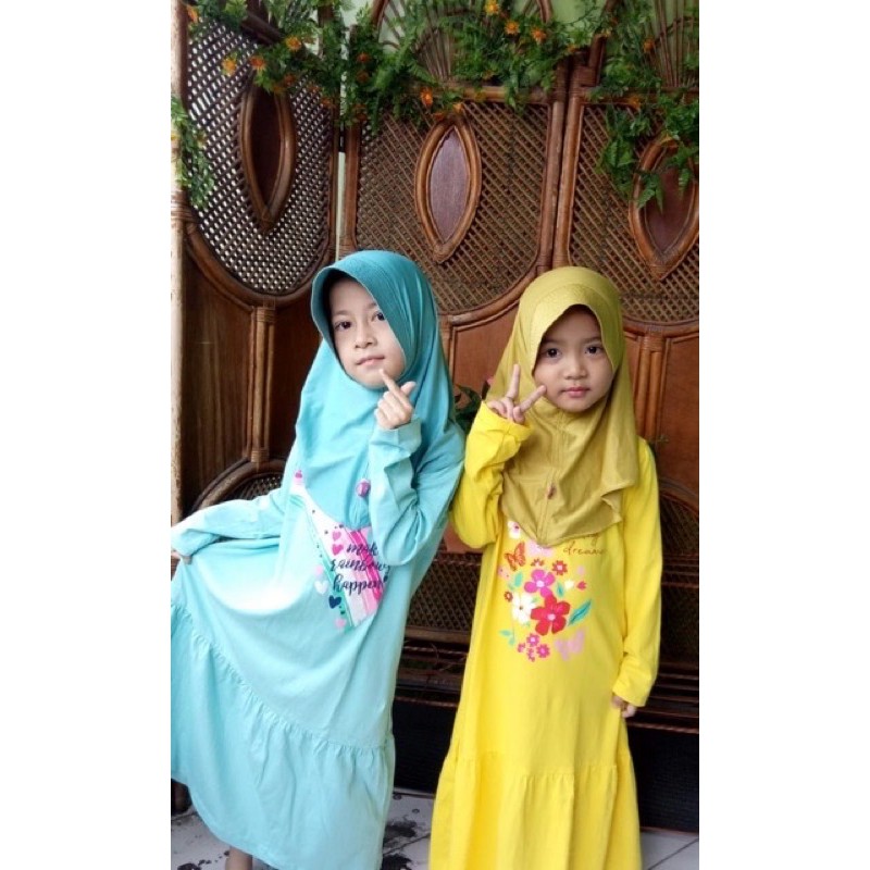 GAMIS Anak Gamis Muslim Katun Smilee size 2-4-6-8 th