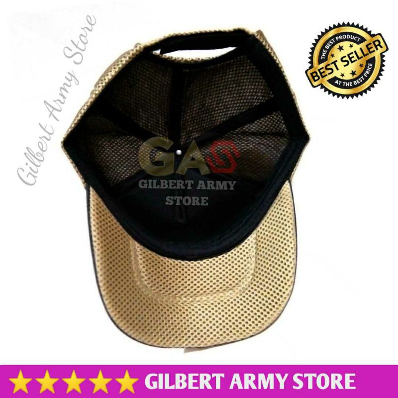 GILBERT ARMY STORE- Grosir Topi Velcro Perekat Jala Jaring Army Tan Gurun Murah kualitas premium