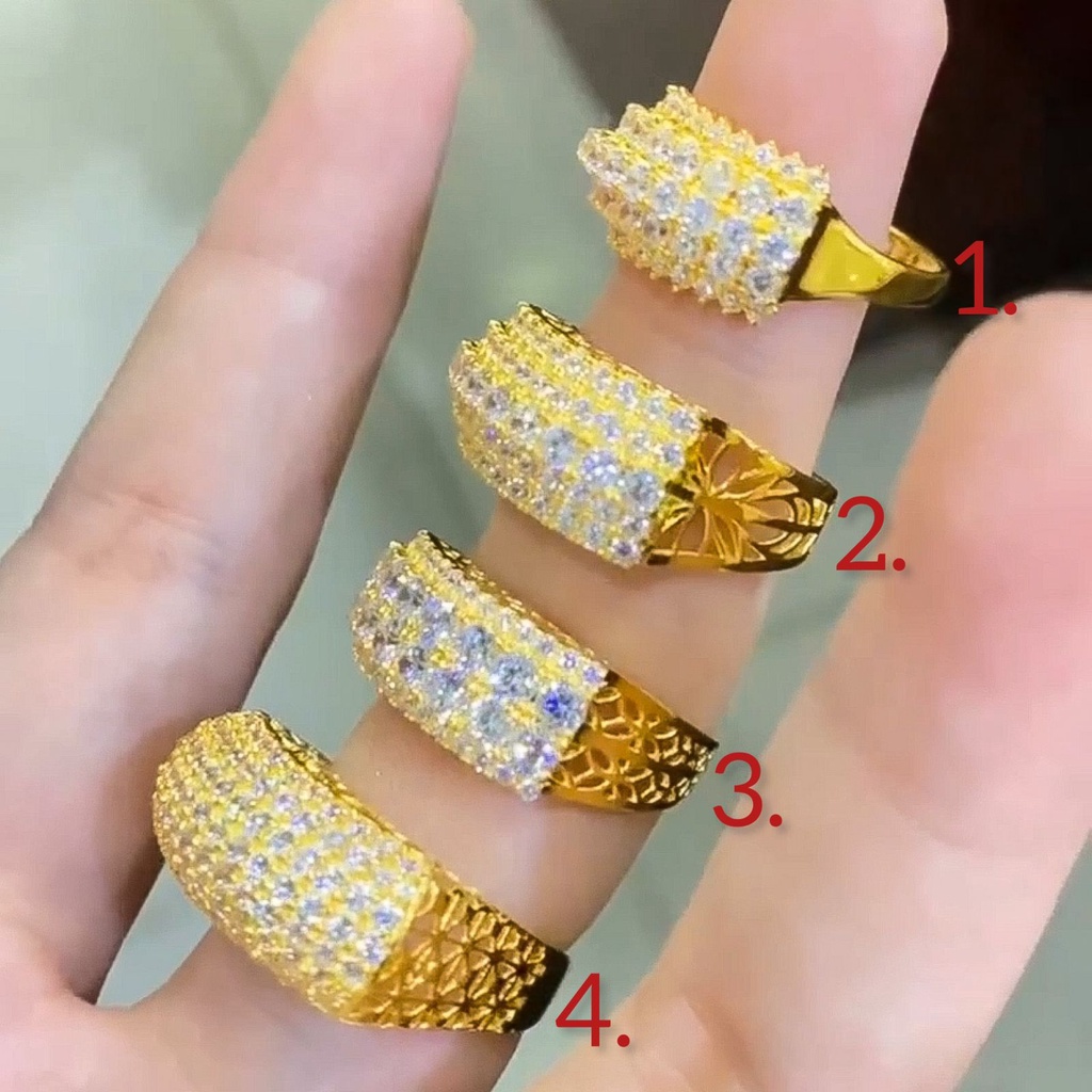 Cincin anak dan dewasa emas asli kadar 700 70 16k permata list ring seperti berlian 4 5 baris like diamond penuh 2 3 4 gram gr gold ring kuning aesthetic mewah