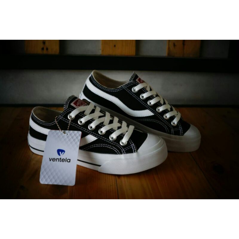 Sepatu Ventela Public Low Black White / Ventela Natural / Ventela Hitam Putih
