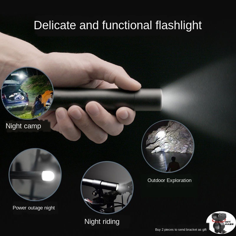 Hot Sale/Senter Mini USB Rechargeable Senter LED Tahan Air Teleskopik Lampu Obor Kuat Kerja Luar Ruangan Zoom Portable Torch