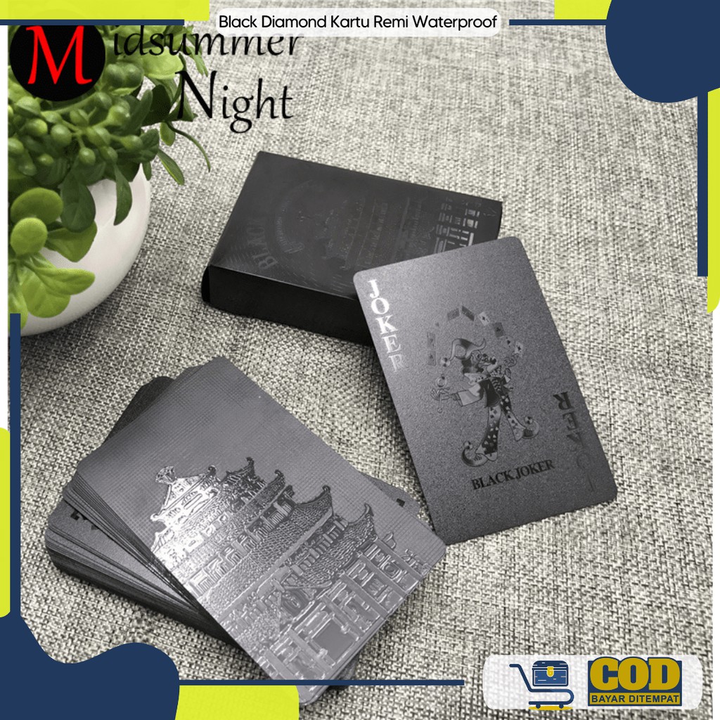 Black Diamond Kartu Poker Remi Plastik Waterproof - Kartu Remi Plastik