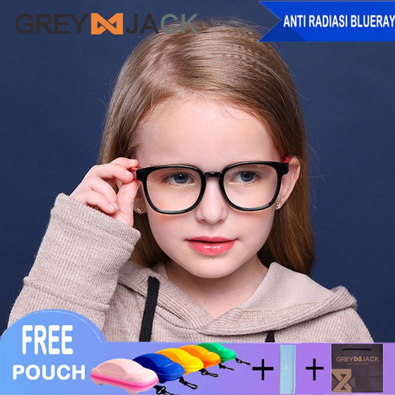 Grey Jack/Kacamata ANAK anti radiasi blueray komputer HP TV TR90/ FA8158-1