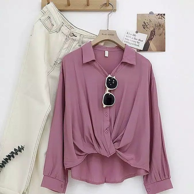 BISA COD / TAMI TOP BAJU ATASAN KEMEJA WANITA / KEMEJA WANITA CASUAL POLOS JUMBO FORMAL IMPORT-1