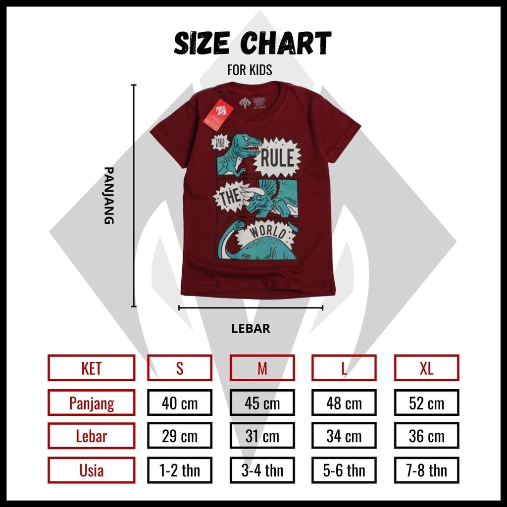 Baju Atasan Kaos Anak Laki laki Cowok Atasan Unisex Motif Animals Merah Bata Rgkids