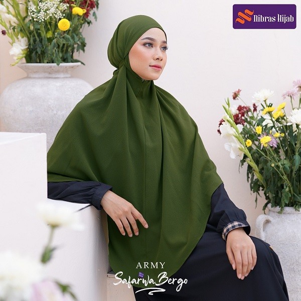 NIBRAS HIJAB SAFARWA BERGO BAHAN AMUNZEN KHIMAR INSTANT BERGO POLOS TALI