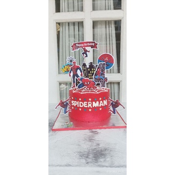 Kue ultah karakter custom spiderman kota Malang Tart cake spiderman