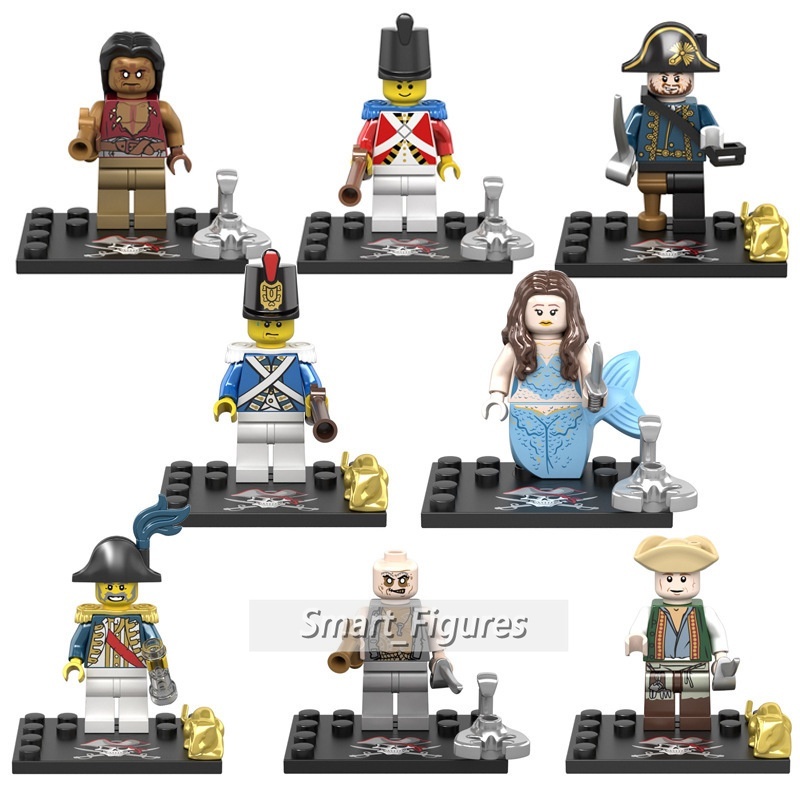 1 Set 8 Pcs Mainan Action Figure Minifigures Model Pirates of The Caribbean Jack Sparrow Elizabeth Swann