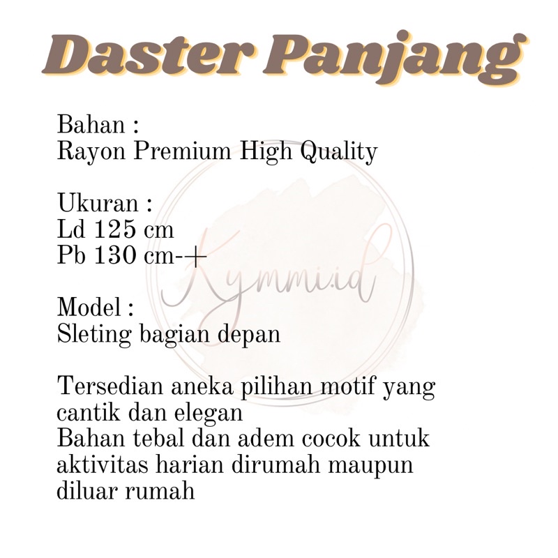 DASTER PANJANG SEMATA KAKI DASTER HABEL DASTER RAYON BUSUI