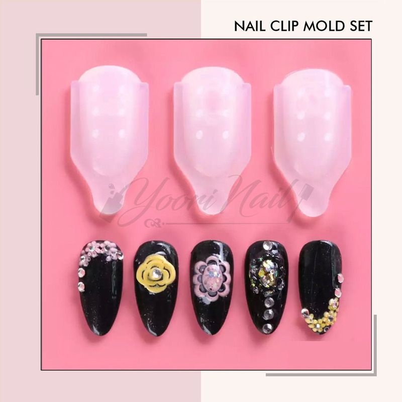 Nail clip mold set 3pcs mold silicone nail art clips nail art cetakan