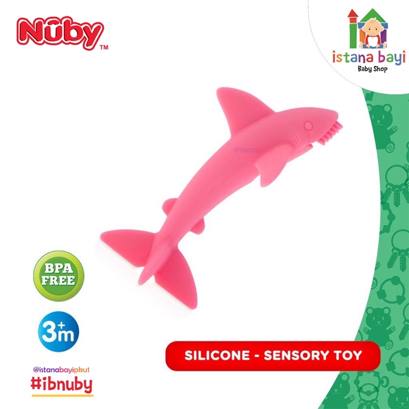 Nuby Baby Shark -  Mainan Sensori Anak Silicone / Gigitan Bayi