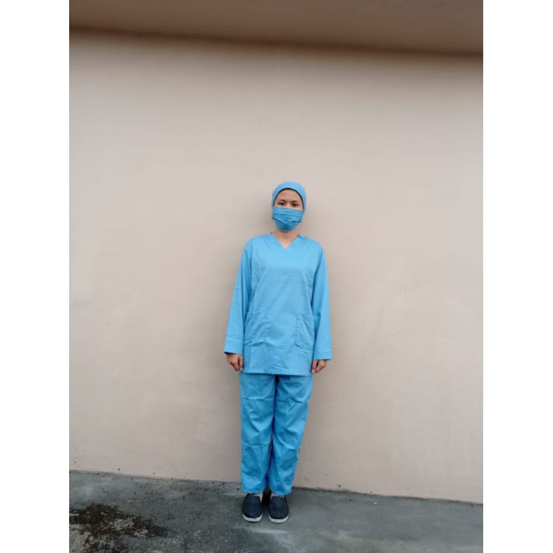 Baju Oka Lengan Panjang / ok swesi / Operasi Bisa Bordir / Baju Jaga Dokter Perawat Bidan