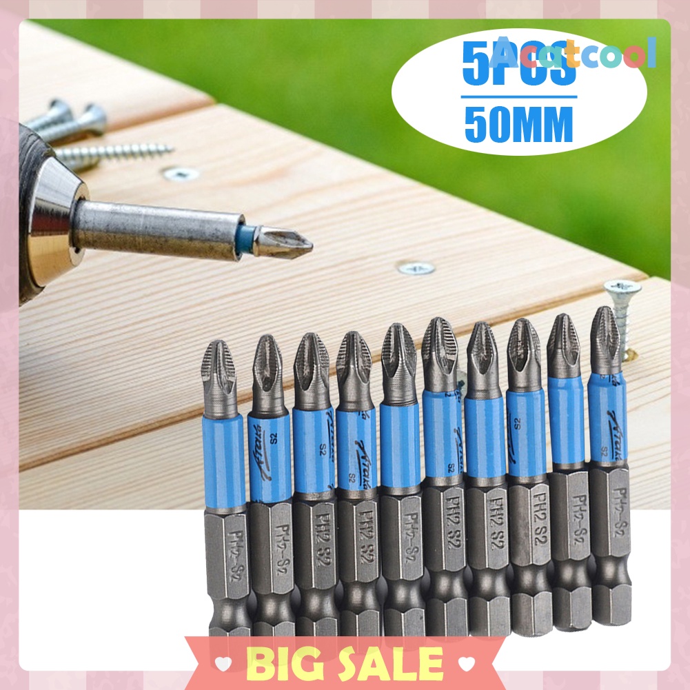 50mm PH2 S2 Cross Bit Drill Head Anti Slip Hex Shank Screwdriver Drill Bit