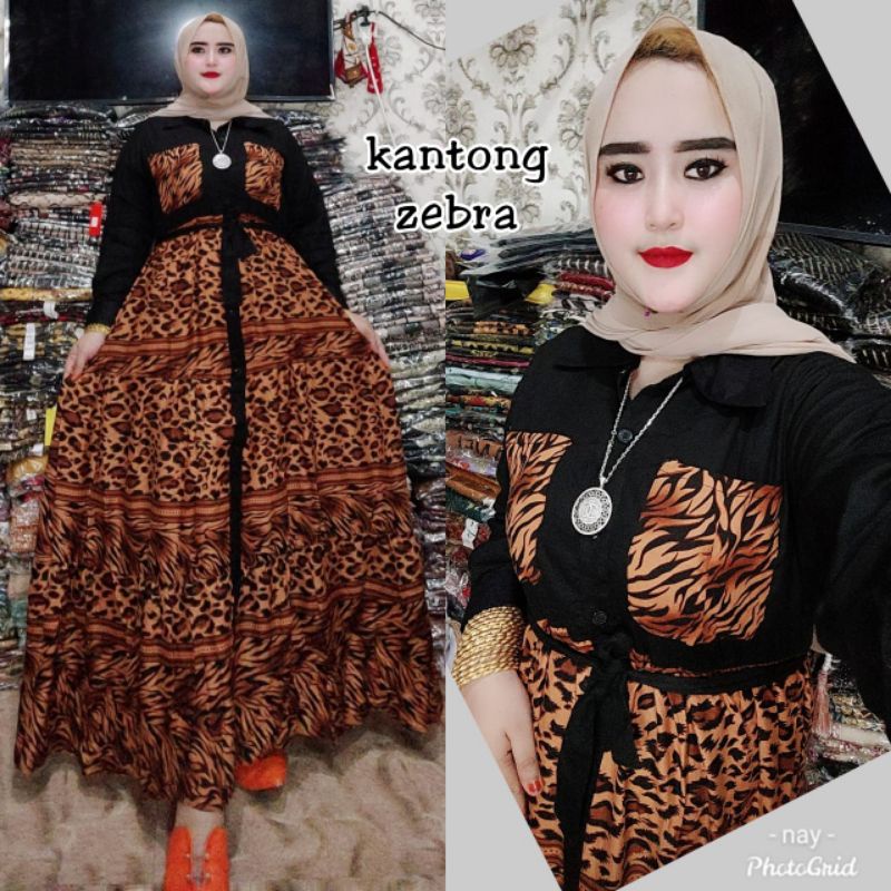 Gamis zebra kantong