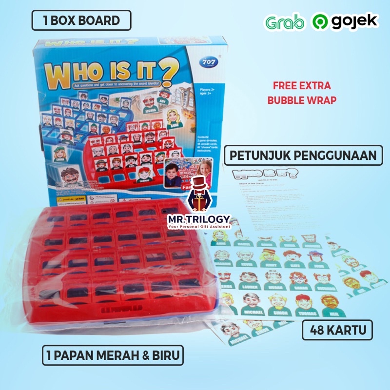 BOARD GAME WHO IS IT | MAINAN MELATIH OTAK ANAK , TEBAK SIAPA DIA ?