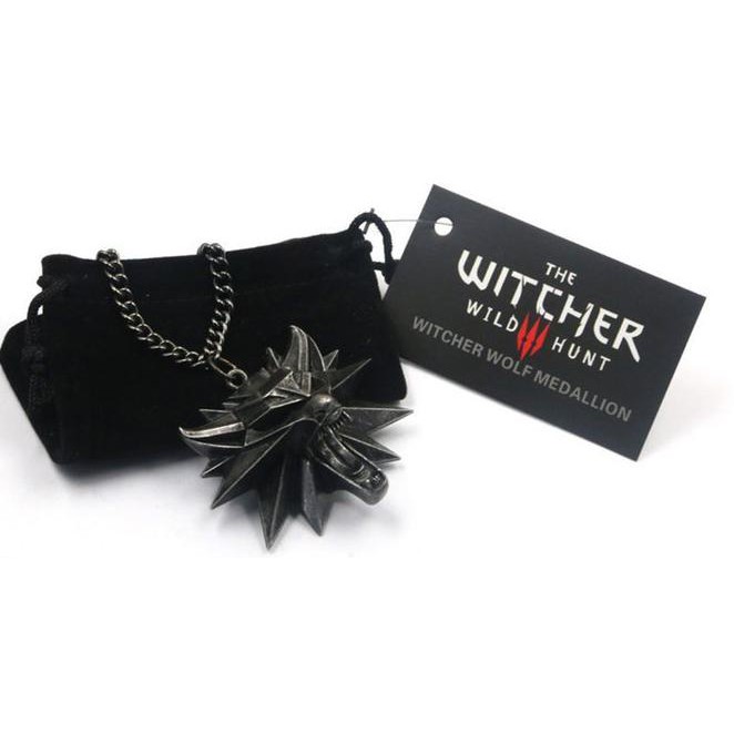 zoxb the witcher 3 wild hunt medallion wolf head necklace kalung - merah ed6e