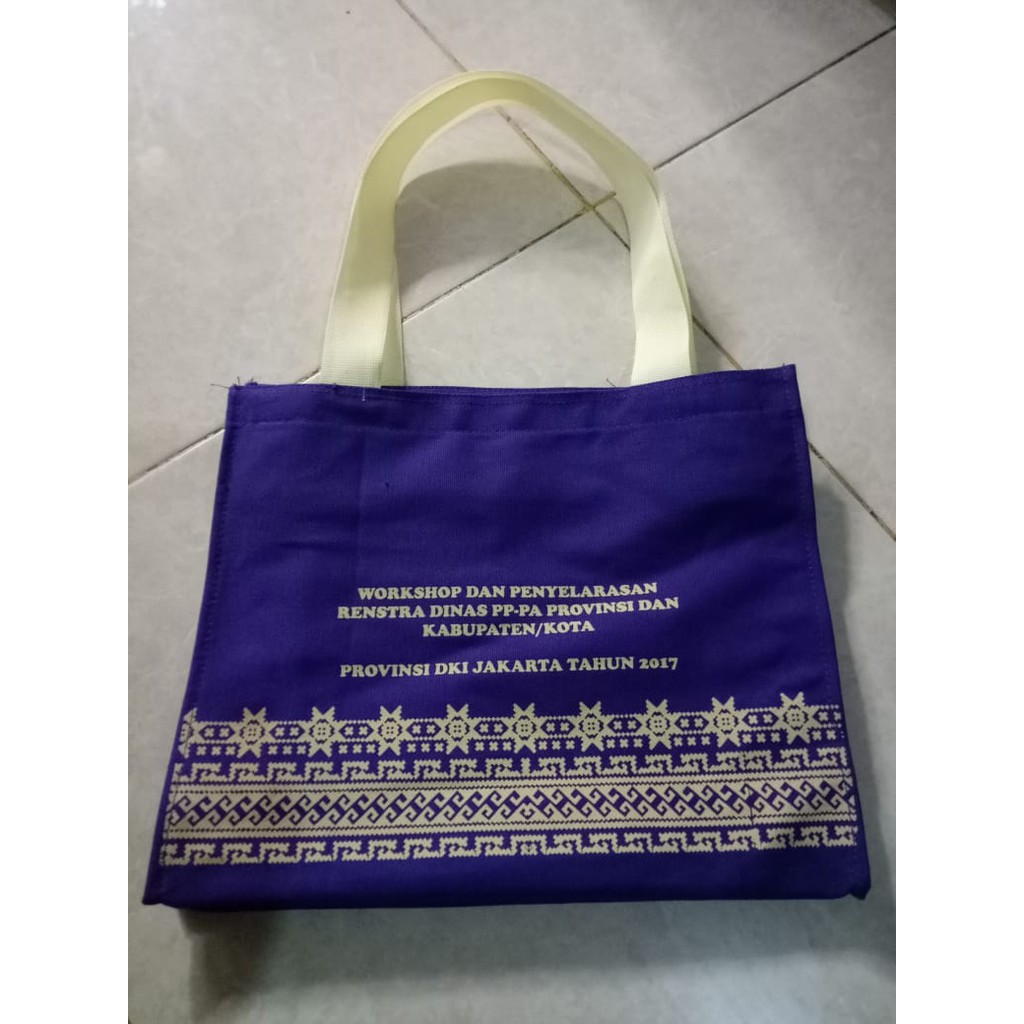 TOTEBAG WANITA TOTE BAG RESLETING POLOS bisa CUSTOM SABLON SEMINAR,ULTAH DLL TB 017