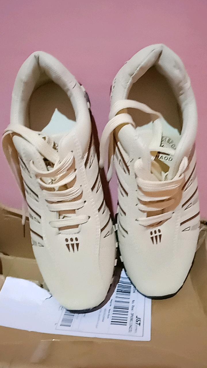 Kano Style Fashion Wanita Pu Striped Leather Casual Lace-up Sneakers