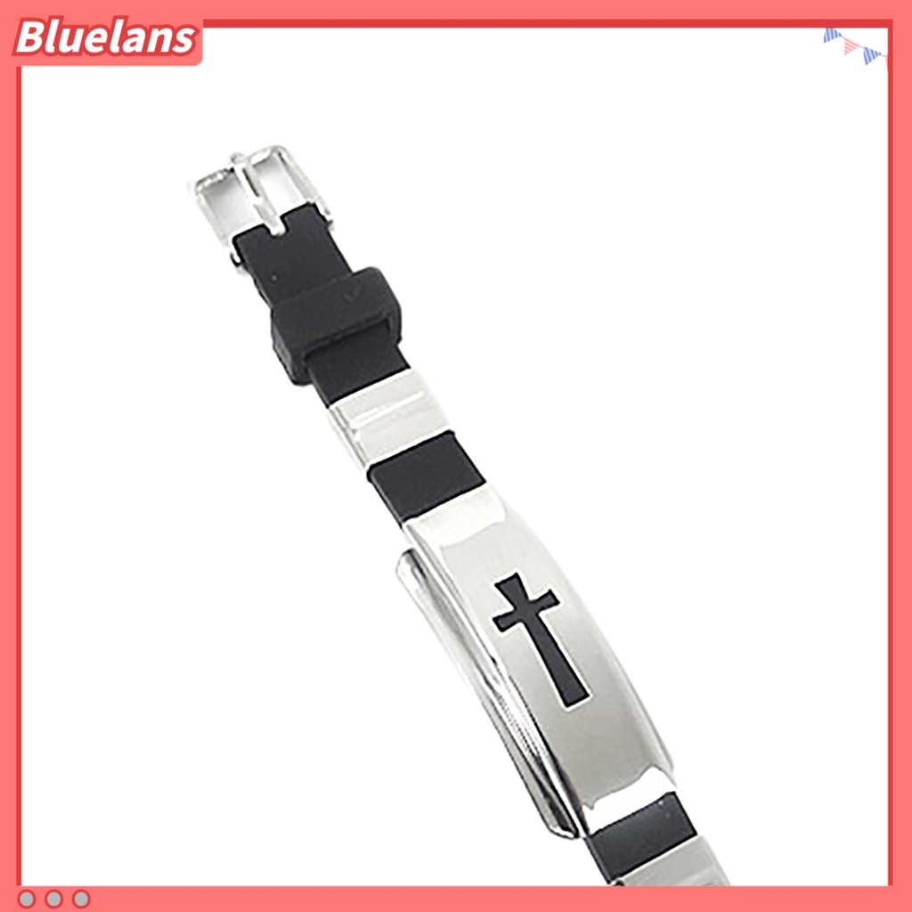 Bluelans Unisex Cross Pattern Stainless Steel All-match Bangle Bracelet