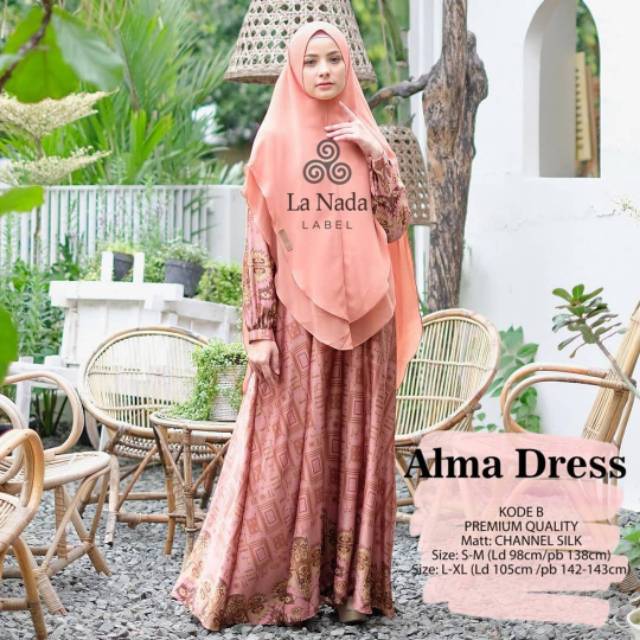 Alma Dress SM LXL by LaNada House of uga busui friendly jumbo big size resleting depan gamis lebaran
